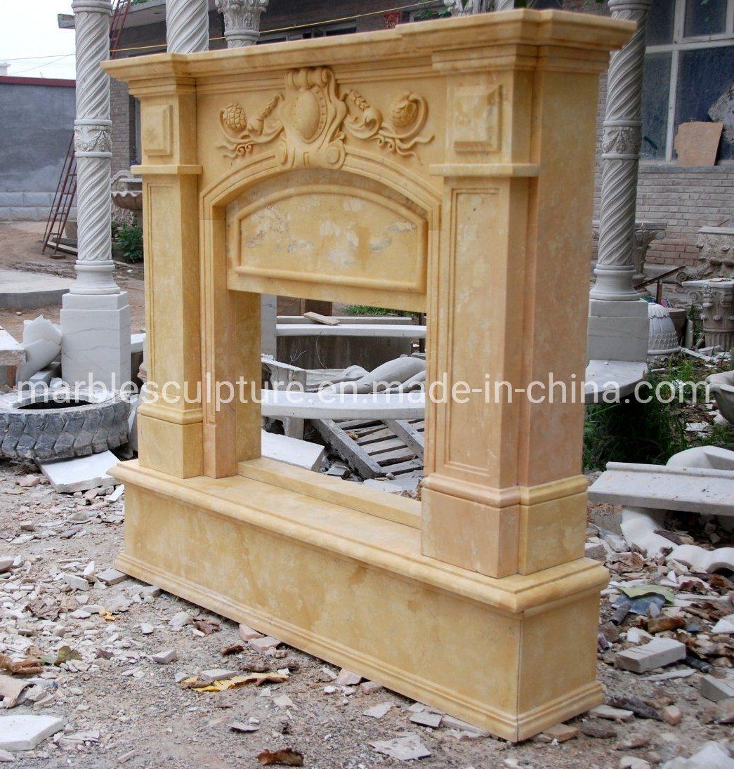 Hand Carved European Style Decorative Small Marble Fireplace Indoor (SYMF-221)