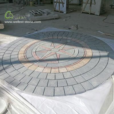 Mix Granite Round Circular Paver Compass Medallion