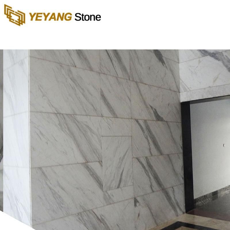Polished White Marble Flooring Tiles Grey Vein for Interiorsfloor/Wall Slabs/Tiles/Stairs/Mosaic/Vanity/Bathroomtop