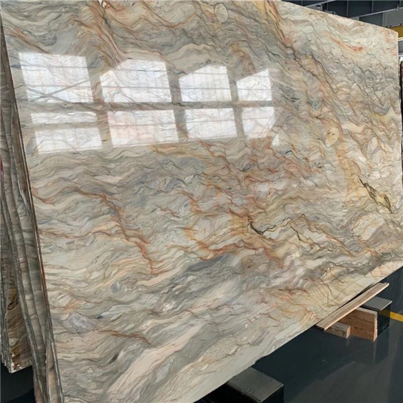 Brazilian Natural Gold Silk Quartzite Slab Exotic Stone for Countertop and Villa Decoration