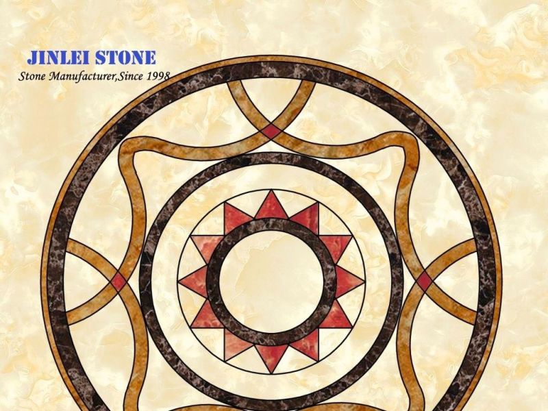 Natural Stone Marble Mosaic Pattern Water Jet Medallion for Flooring