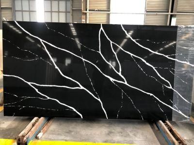 Black Calacatta Quartz Stone for Decoration with Beautiful White Veins