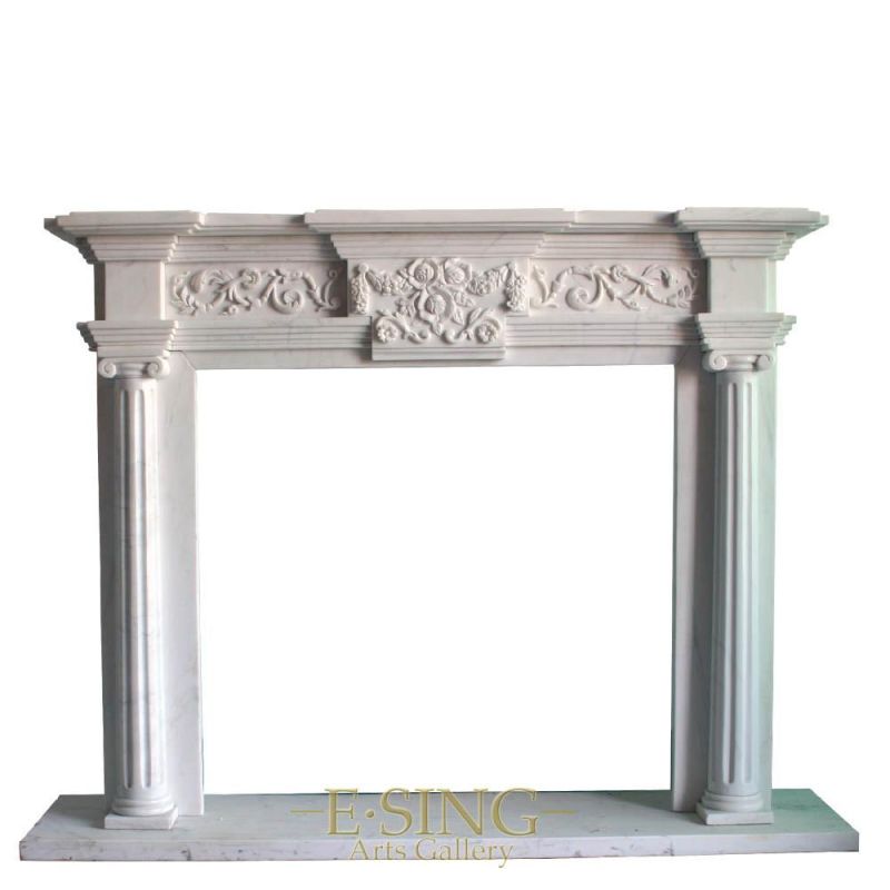 Indoor Usage Large Sculpture French Marble Fireplace Surround