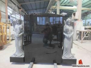 Black Granite Angel Monument Headstone with Carving Angel