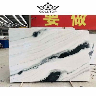 Affordable Black Pattern Stone Marble Slabs Black Veins Panda White Marble Slab for Floor