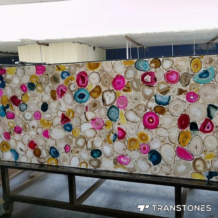 New Design Translucent Luxury Gold Brown Natural Agate Wall Sheet