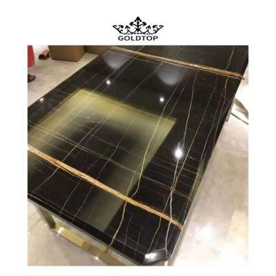 Factory Wholesale Polished/Honed Surface Natural Stone Floor Tiles St Laurent Black Marble for Hotel