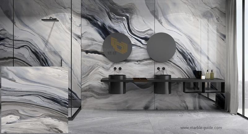 Solid Surface Material Dark Gray Sintered Stone for Bathroom Wall/Background