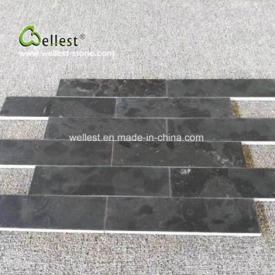 Honed Finish Wall Stone Panel Black Limestone Wall Ledge Stone