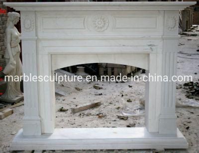Simple Style Stone Sculpture Pure White Small Marble Fireplace (SYMF-056)