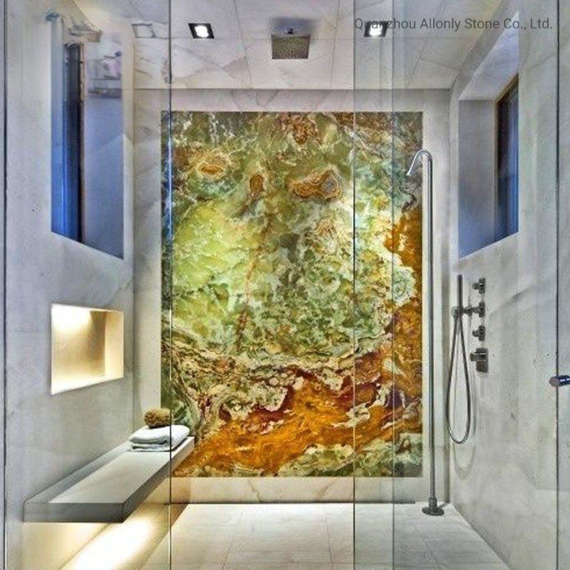 Luxury Green Onyx Marble Stone Panel for Bathroom Wall Design