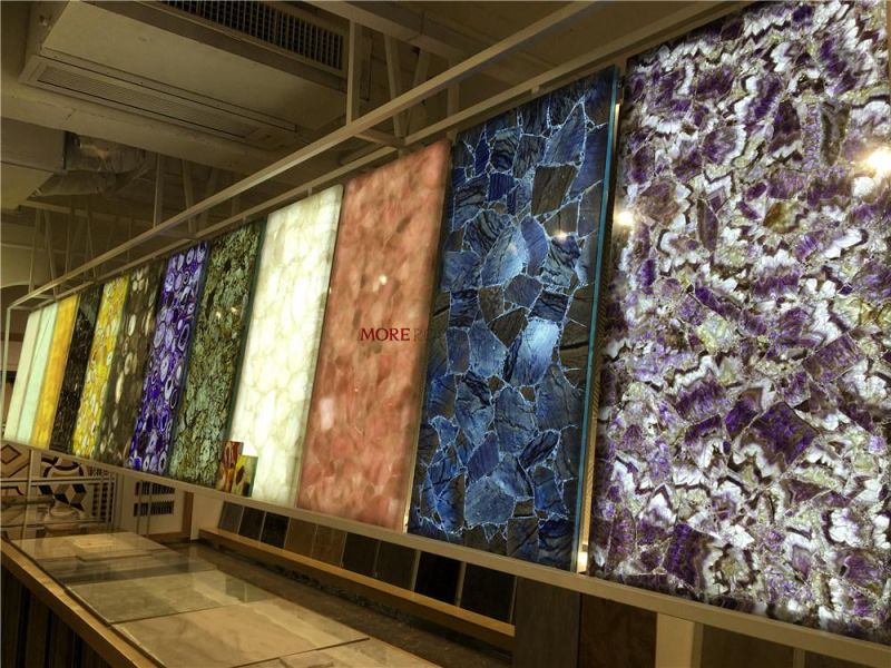 Moreroom Stone Interior Countertop / Wall /Table Top / Flooring Design Translucent Semi Precious Stone Petrified Wood Stone