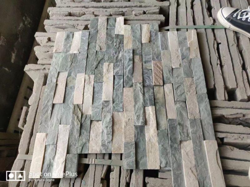 Factory Exterior Green and White Slate Culture Stone Veneer Wall Cladding for Outdoor Decoration
