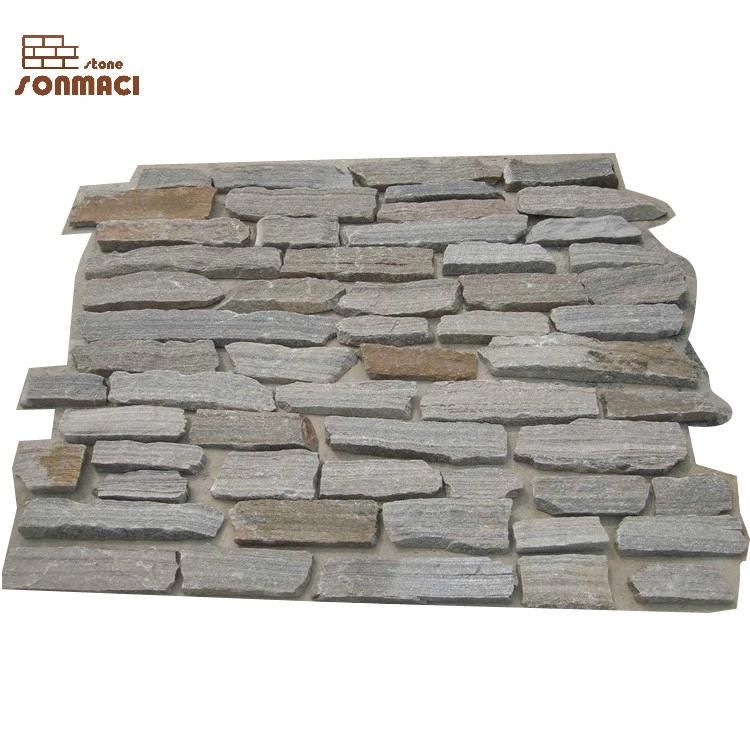Free Form Grey Slate Stones for Exterior Wall House