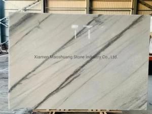 Polished Columbia White/Stenopos Semi White Marble Slabs with Grey Veins