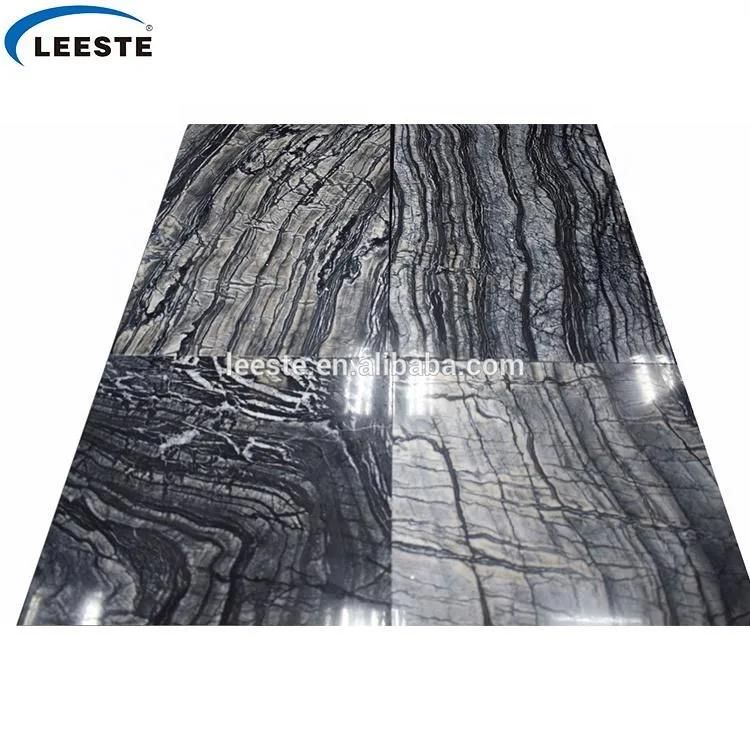Cheap Polished Black Serpeggiante Ancient Wood Grain Marble Slab