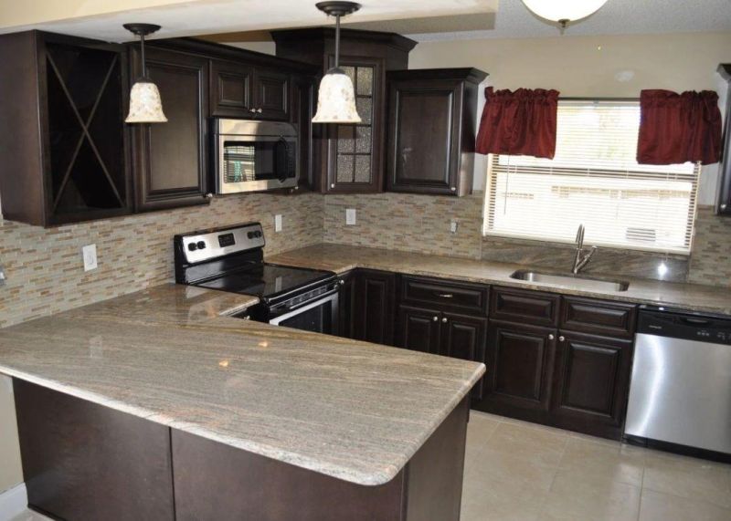 Grey/White/Black/Red/Brown/G603/G684/G654/Granite Kitchen Countertop with Flat Edge Polished
