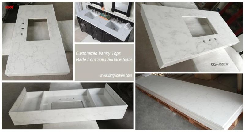 American Size in Customized Stone Artificial Calacatta Solid Surface with Black Veins Counter Tops Bathroom Vanity Top Countertops