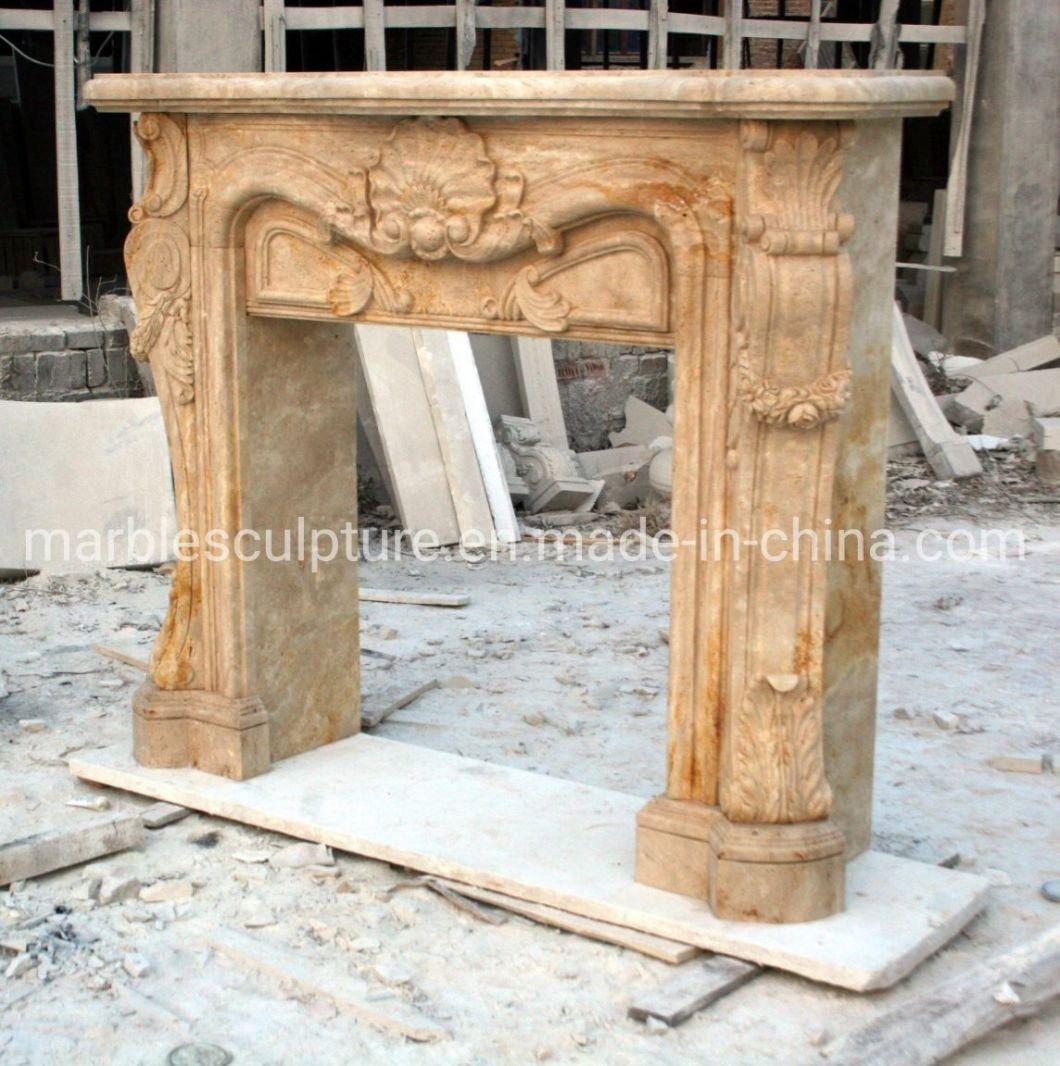 Hand Carved European Style Decorative Marble Fireplace Indoor (SYMF-214)