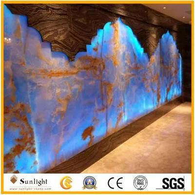 New Design Honey Onyx Slab, Blue Onyx for TV Background