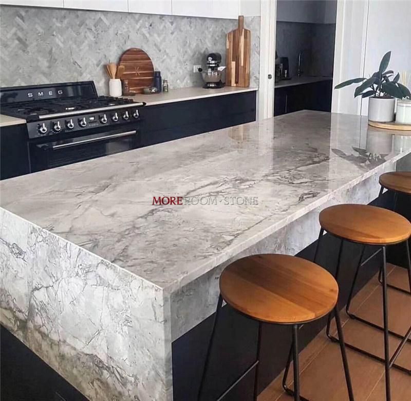 Armani Allure Silver Statuario Grey Grey Marble Kitchen Counterop