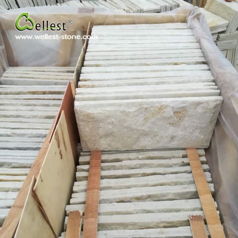 Rock Face White Beige Quartzite Mushroom Stone for Wall Cladding