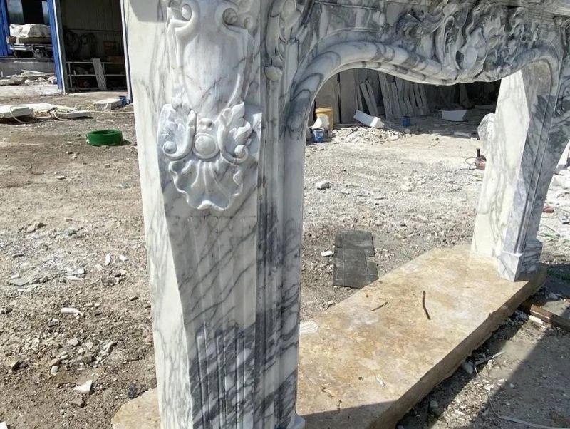 Freestanding Marble Stone Arched Classic Fireplaces Mantels Surround Frame Mantles
