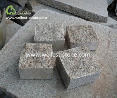 Shandong Rusty Stone Granite Cobblestone Meshed for Paving Stone, Natural Split