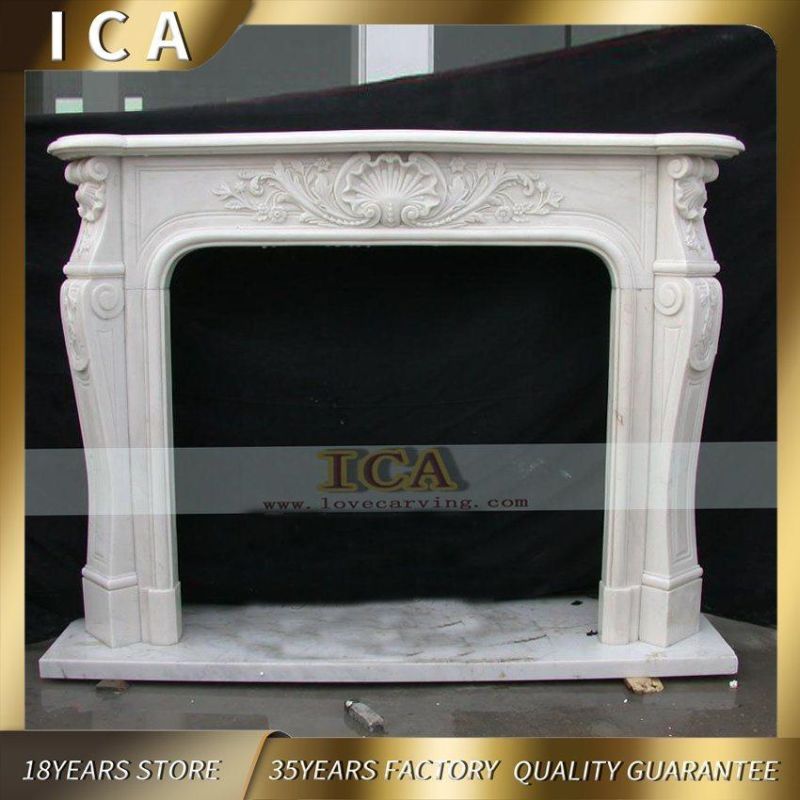 Simple Style Modern Stone White Marble Fireplace Mantel for Home