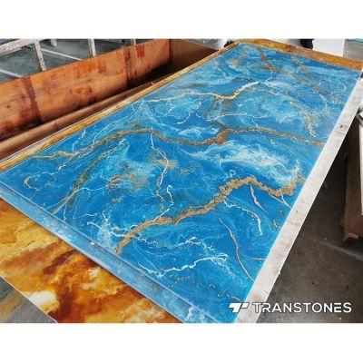 Blue Onyx Marble Panels Translucent Artificial Stone Wall Panels for Home Decor
