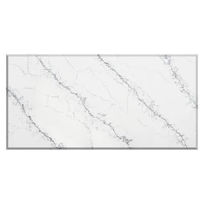 Marble Textures Calacatta White Quartz Engineered Stone for Countertop