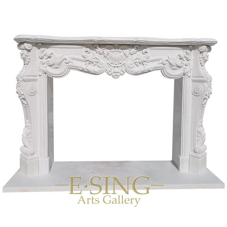 Hand Carving Customize Fireplace Natural White Marble Fireplace Mantel