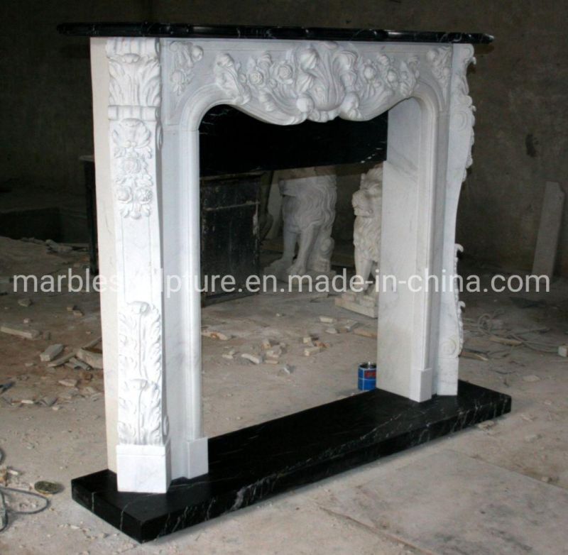 Natural Indoor Decorative Hand Carved Marble Fireplace (SYMF-213)