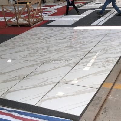 Italy Natural Stone Calacatta White Marble Tile Floor 600X600 Paving Service