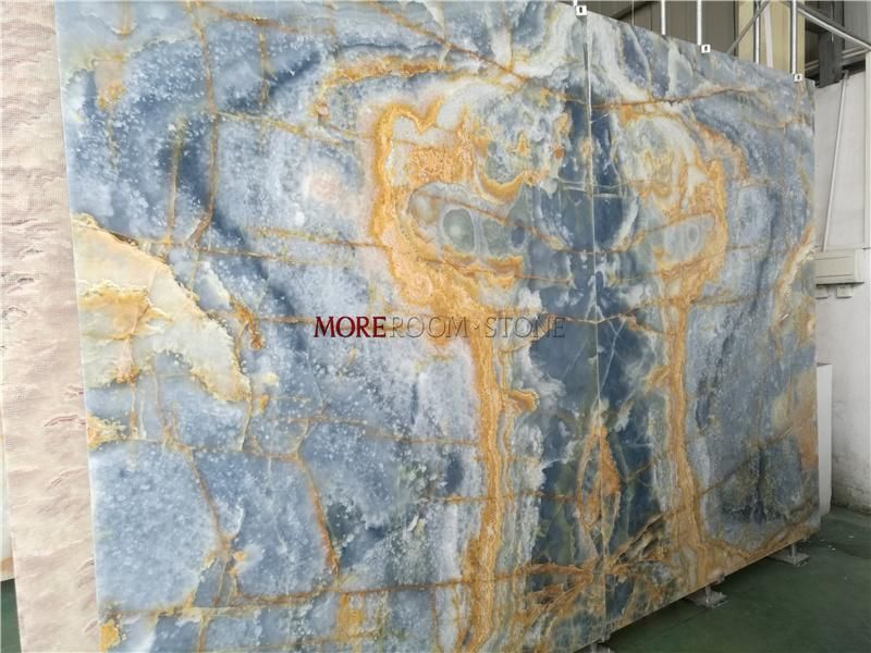 Home Wall Design Natural Blue Onyx Stone Slab