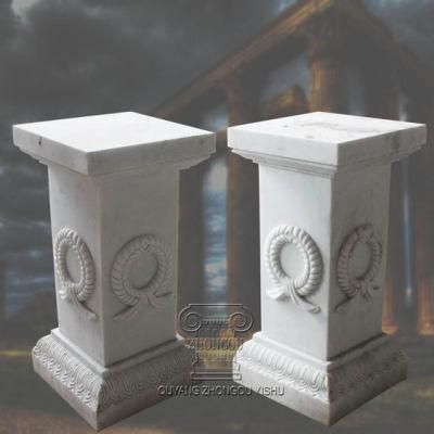 a Pair of White Marble Pedestal in Simple Design
