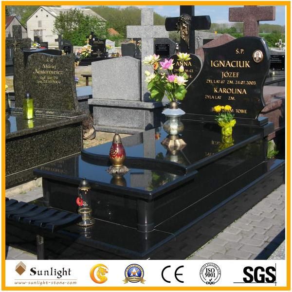 Poland Style Shanxi Black Granite Monument/Gravestone/Tombstone Black Slabs Full Set