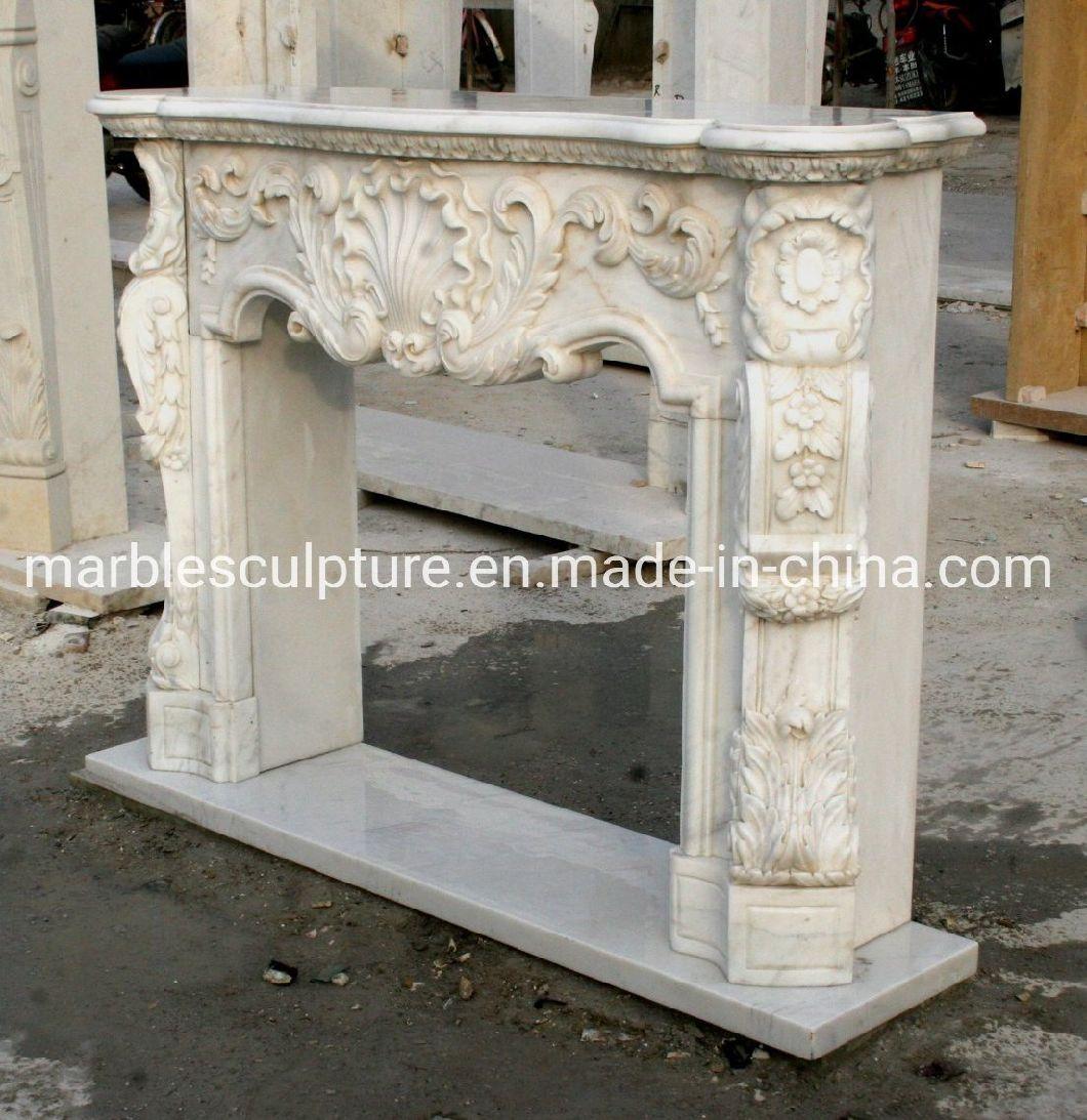 Cheap Popular Insert Marble Fireplace Carved Flowers (SYMF-139)