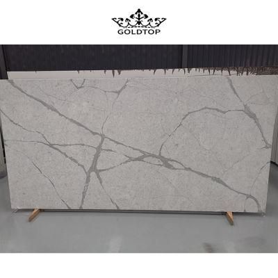 Artificial Stone Polished Factory Price Grey Veins Calacatta White Stone Slab Quartz Countertop/Vanity/Floor/Cabinet/Wall Tiles
