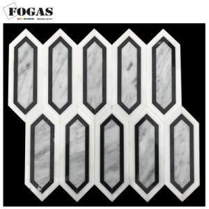 with Caulking Wall Marble Carrara Arrow Pattern Tile Mosaic