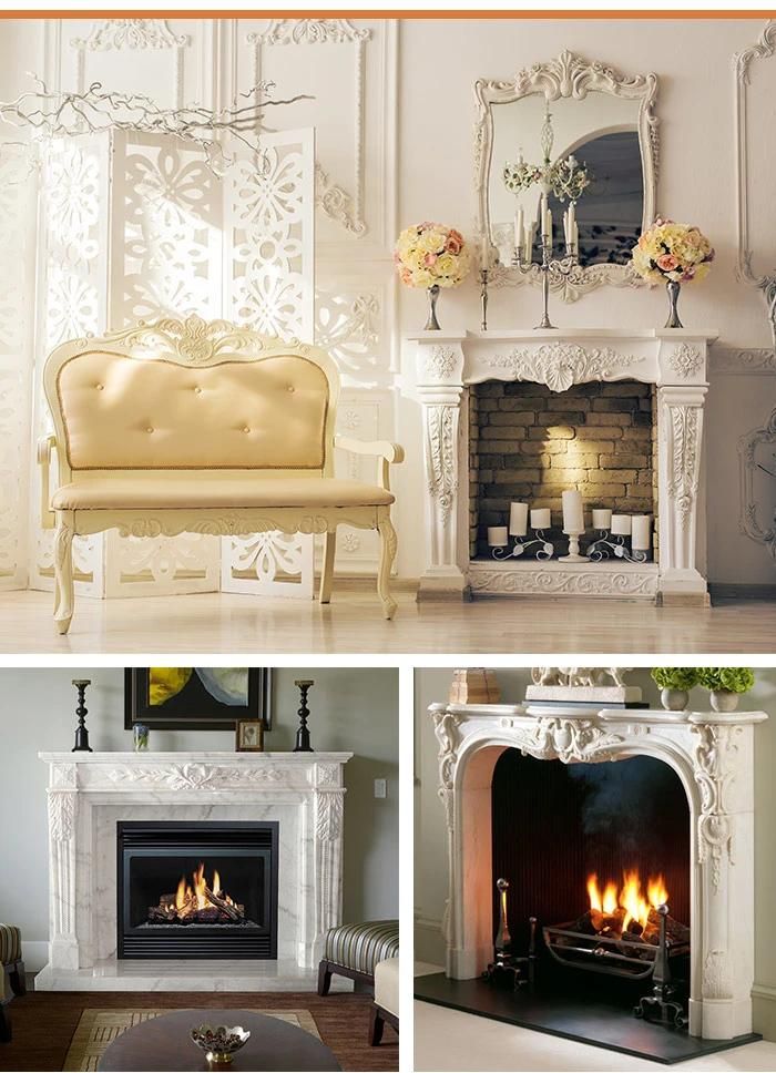 Indoor White Limestone Marble Fireplace Customized Size Fireplaces Mantles Surround