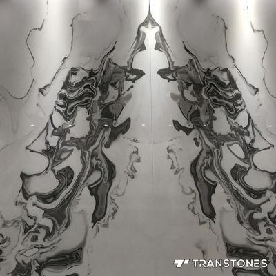 Bookmatched Translucent Decorative Alabaster Artificial Stone Wall Sheet