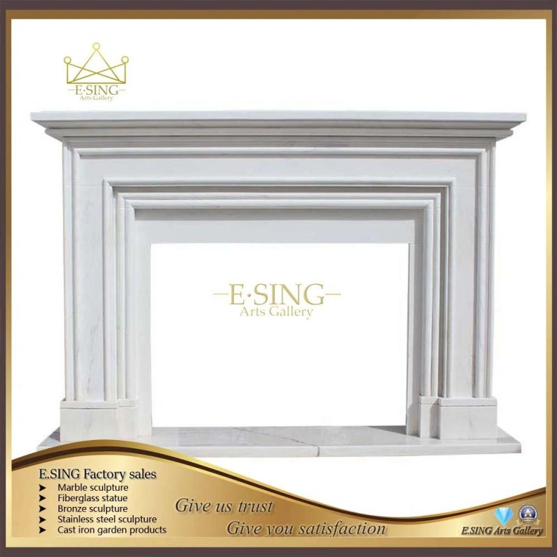 Modern Natural Stone Hand Carved French White Marble Fireplace Surround
