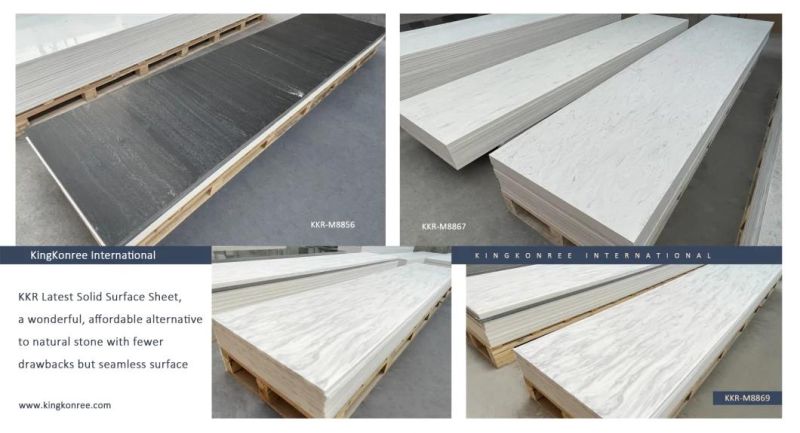 Kkr 12mm White Acrylic Stone Artificial Acrylic Resin Solid Surface Stone Slab