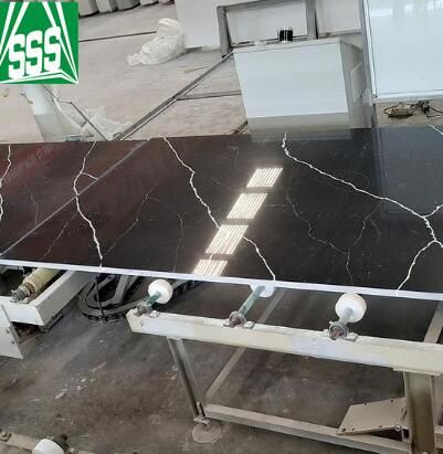 Excellent Worktop Choice Black Quartz Surface with White Veins Artificial Stone