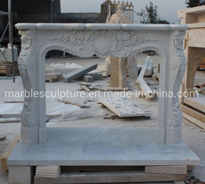 Hot Selling Classic White Marble Sone Mantel Fireplace (SYMF-280)