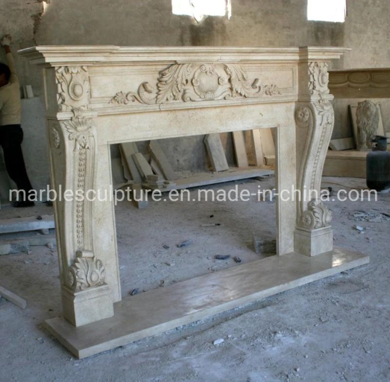 Hand Carved European Style Decorative Marble Fireplace Indoor (SYMF-204)