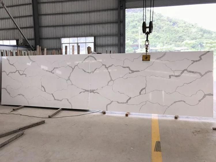 High Quality Calacatta White Quartz Stone Slab Artificial Stones for Kitchen Counter Top
