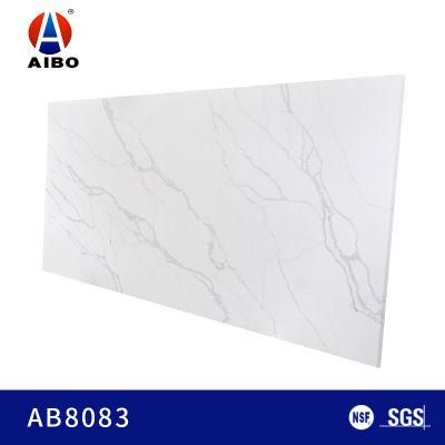 Polished Easy Clean White Calacatta Quartz Stone Kitchen Countertop