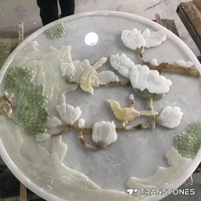 Translucent Interior Stone Carved Decorative Wall Panel